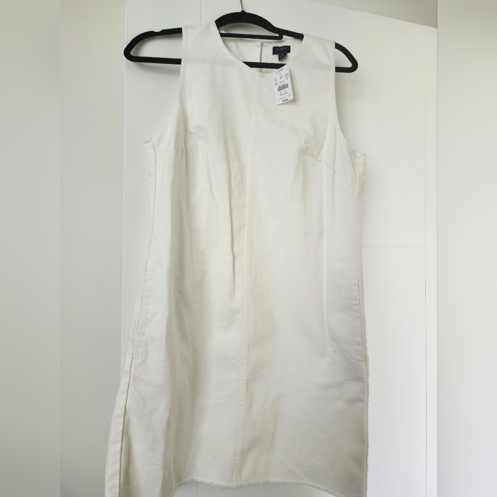 NWT J.Crew White Raw Hem Denim Sleeveless Dress